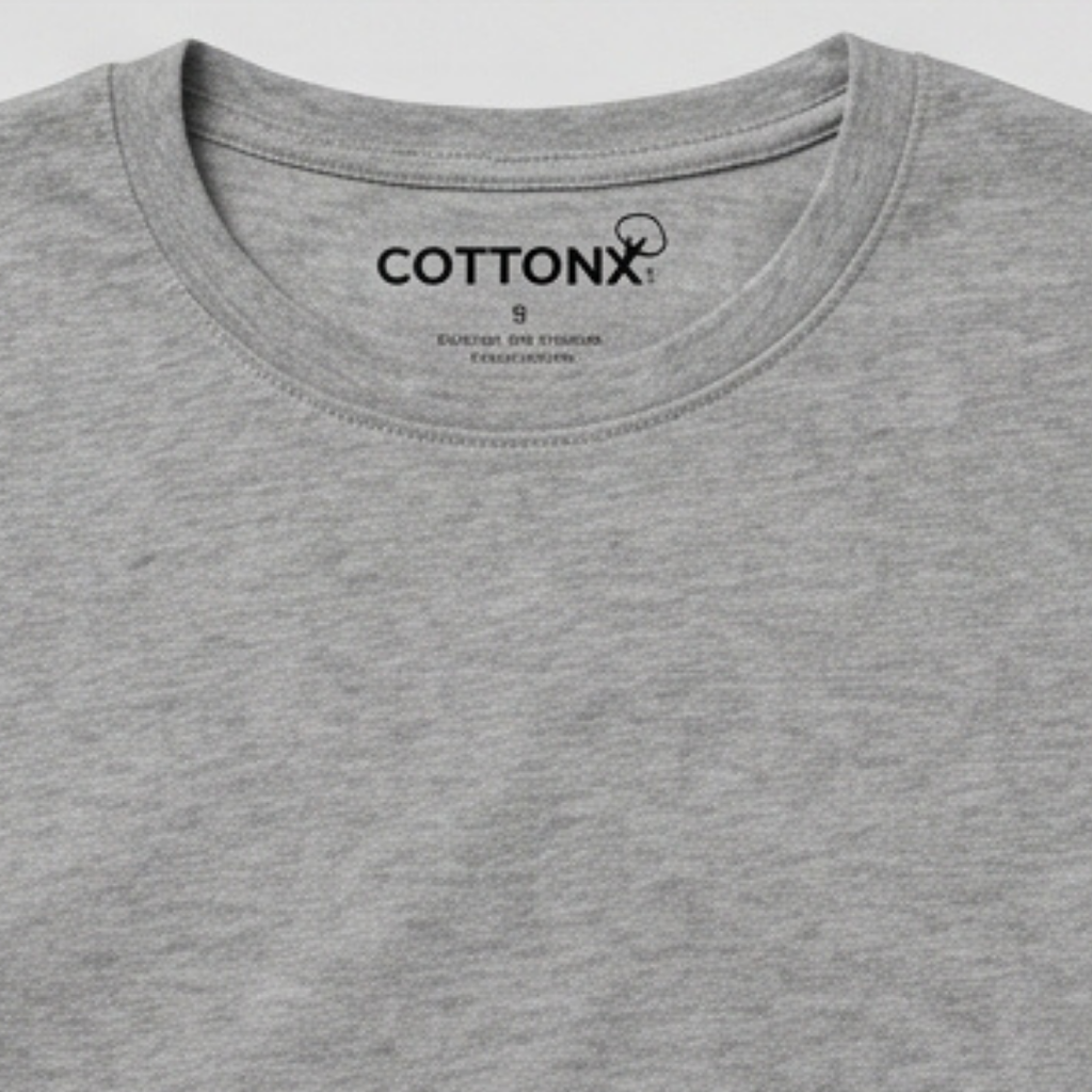 Grey Melange Crew Neck Cotton T-Shirt