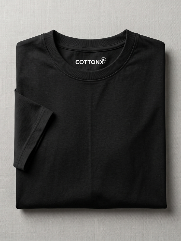 Black Crew Neck Cotton T-Shirt