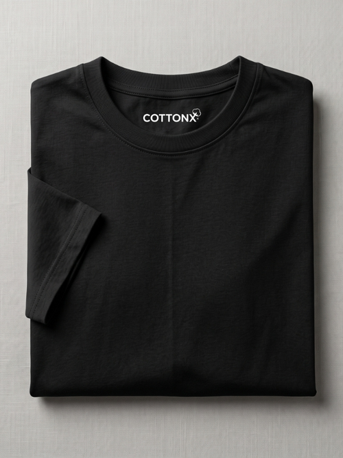 Black Crew Neck Cotton T-Shirt