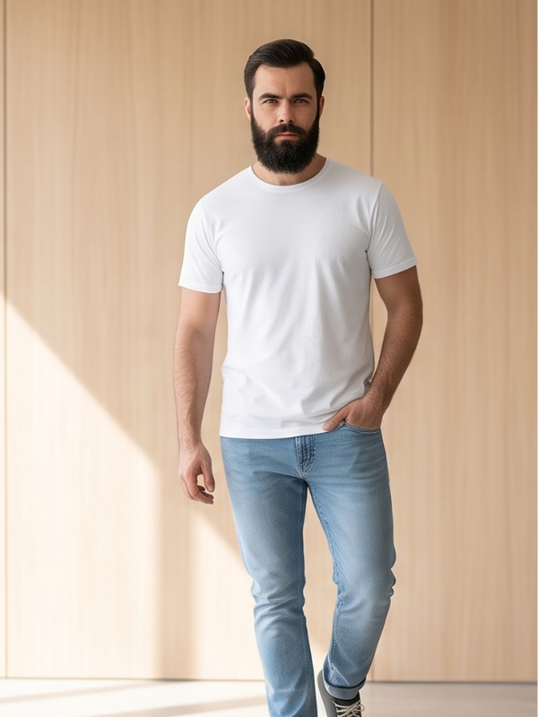 Plain White Crew Neck Cotton T-Shirt